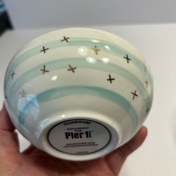 NWT Pier 1 imports Set Of 4 Ice Cream Dessert Sauce Stoneware Ceramic Bowls - Picture 5 of 7